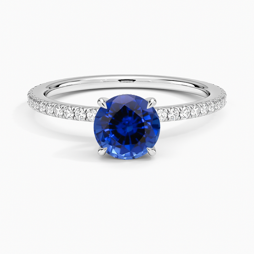 Sapphire Perfect Fit Hidden Halo Eternity Diamond Ring in 18K White Gold