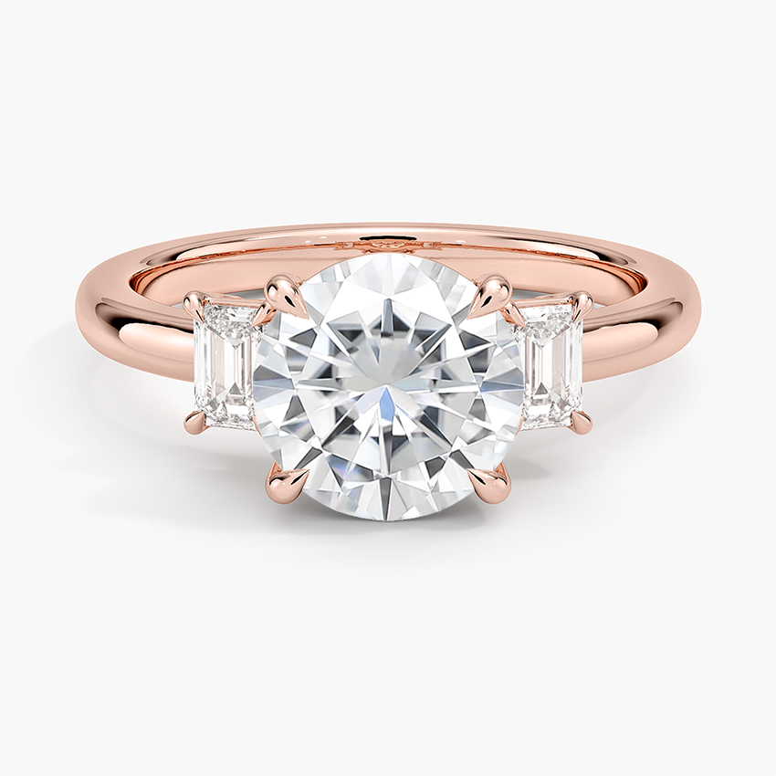 Moissanite Petite Rhiannon Three Stone Diamond Ring (1/4 ct. tw.) in 14K Rose Gold