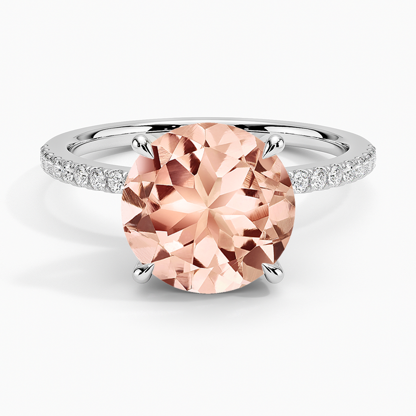 Morganite Luxe Petal Diamond Ring in 14K White Gold