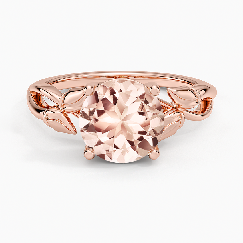 Morganite Budding Willow Solitaire Ring in 14K Rose Gold