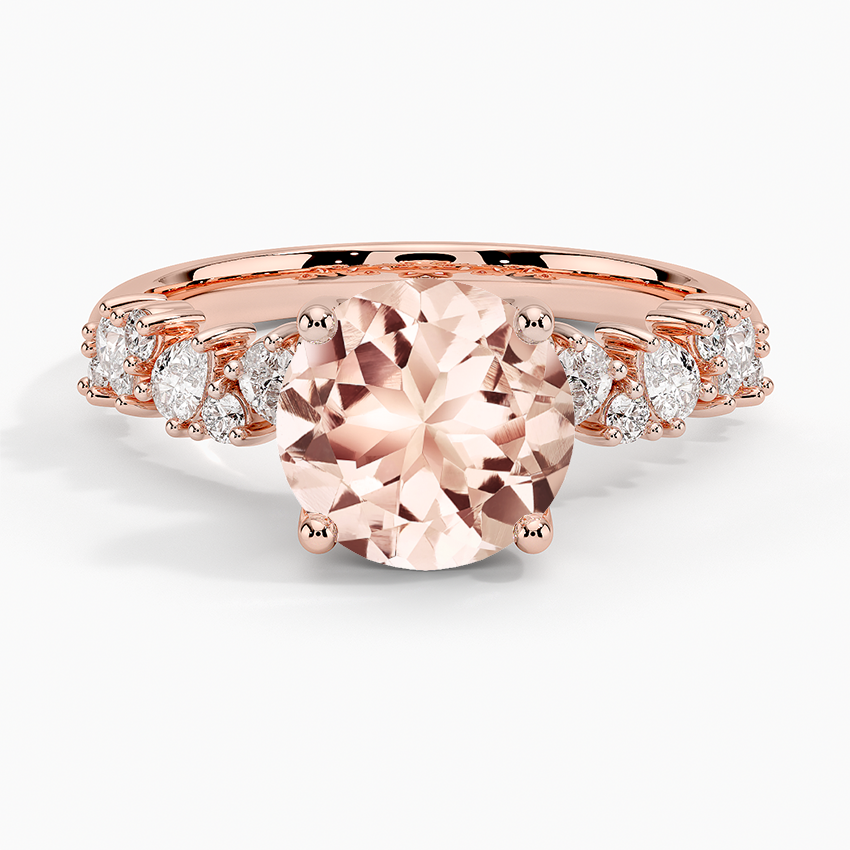 Morganite Olivetta Diamond Ring in 14K Rose Gold