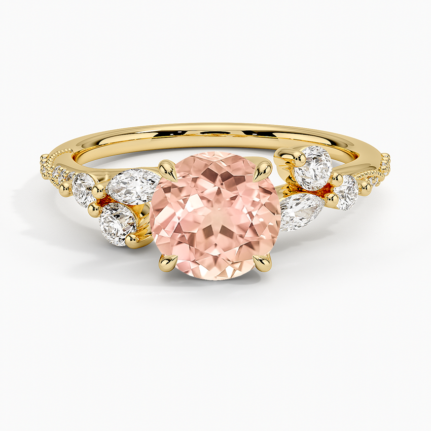 Lab Grown Sapphire Luxe Camellia Milgrain Diamond Ring in 18K Yellow Gold