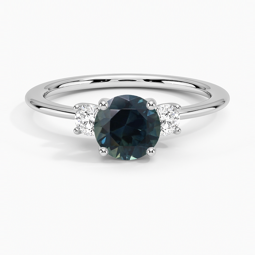 Sapphire Aimee Three Stone Diamond Ring in 18K White Gold