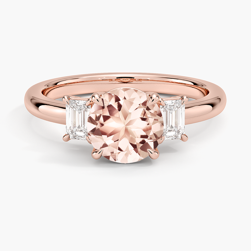 Morganite Petite Rhiannon Three Stone Diamond Ring (1/4 ct. tw.) in 14K Rose Gold
