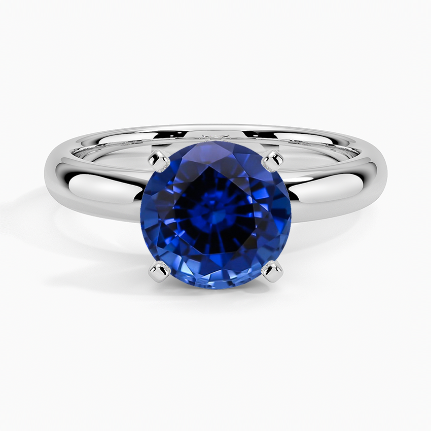 Lab Grown Sapphire Comfort Fit 3mm Ring in 18K White Gold