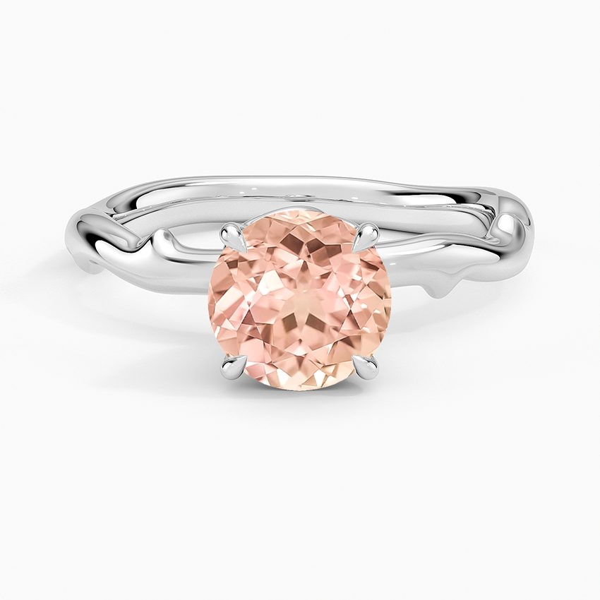 Lab Grown Sapphire Rose Thorn Solitaire Ring in 18K White Gold