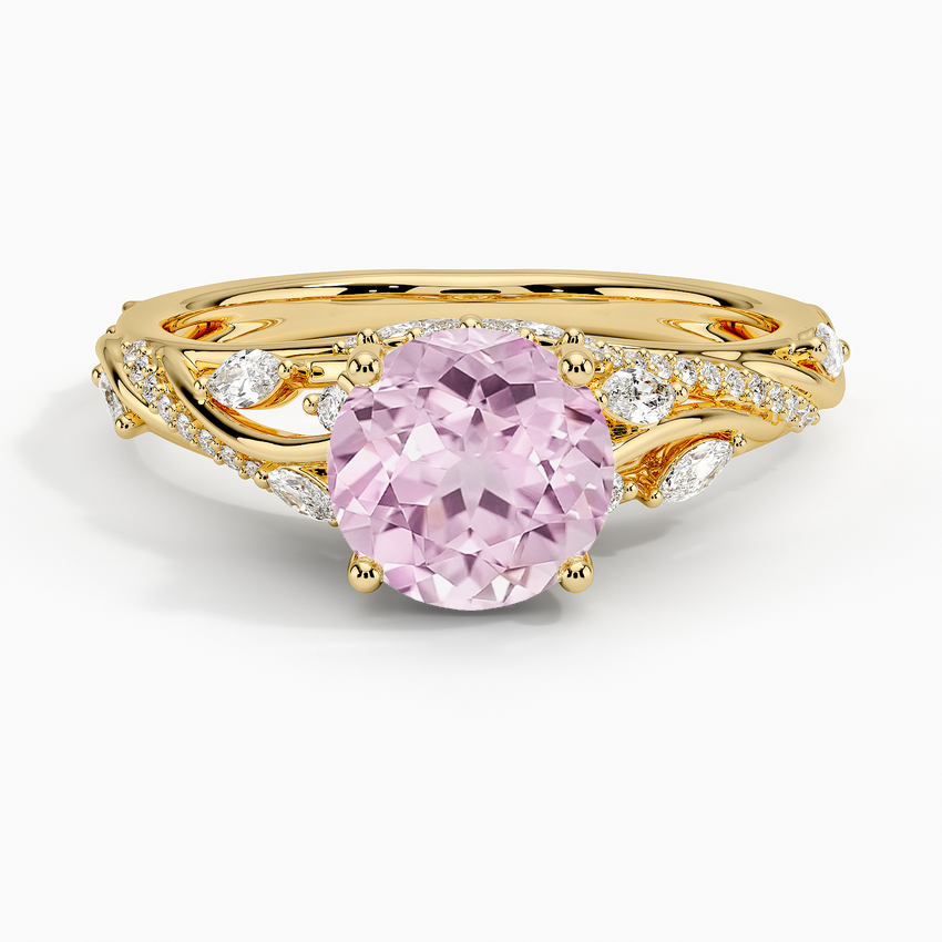 Lab Grown Sapphire Begonia Vine Diamond Ring (1/2 ct. tw.) in 14K Yellow Gold