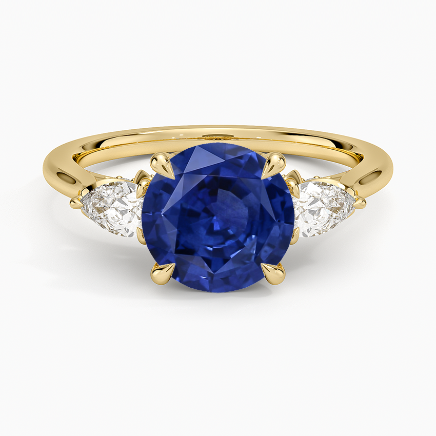 Sapphire Petal Pear Three Stone Diamond Ring (1/2 ct. tw.) in 14K Yellow Gold
