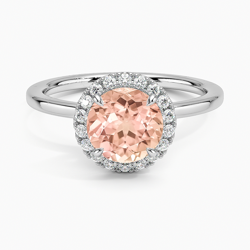 Lab Grown Sapphire Vienna Halo Diamond Ring in 18K White Gold