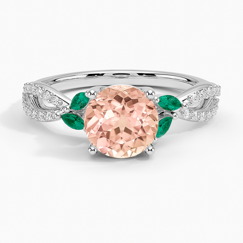 Lab Grown Sapphire Luxe Willow Lab Emerald and Diamond Ring (1/8 ct. tw.) in 18K White Gold