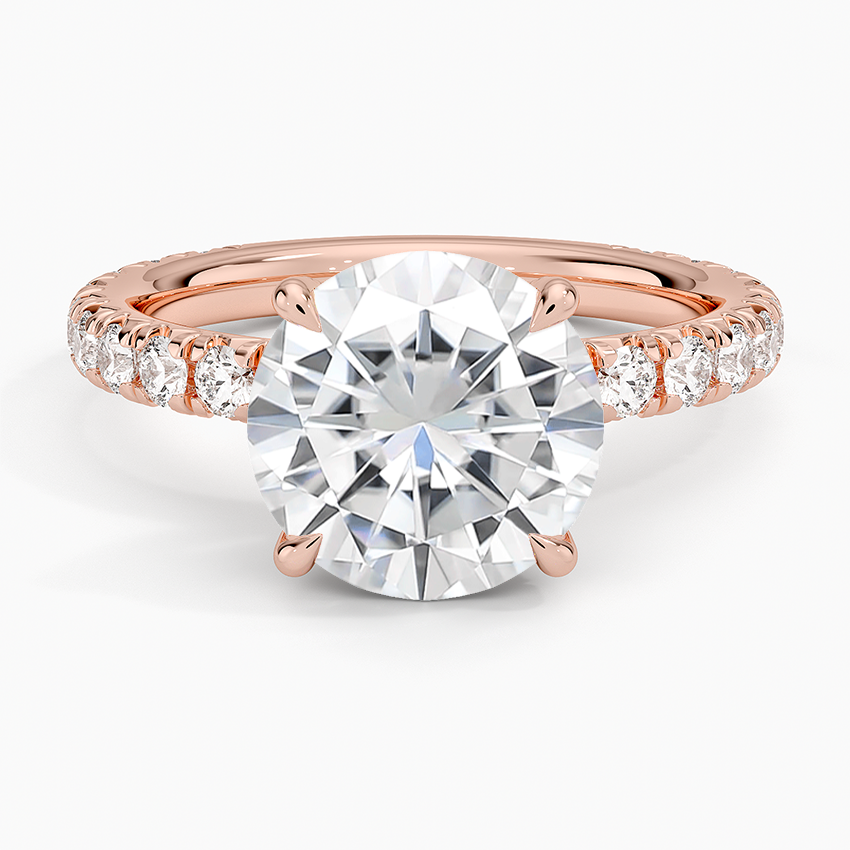 Moissanite Olympia Three-Quarter Coverage Diamond Ring in 14K Rose Gold