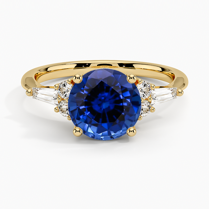Lab Grown Sapphire Yvonne Diamond Ring in 18K Yellow Gold