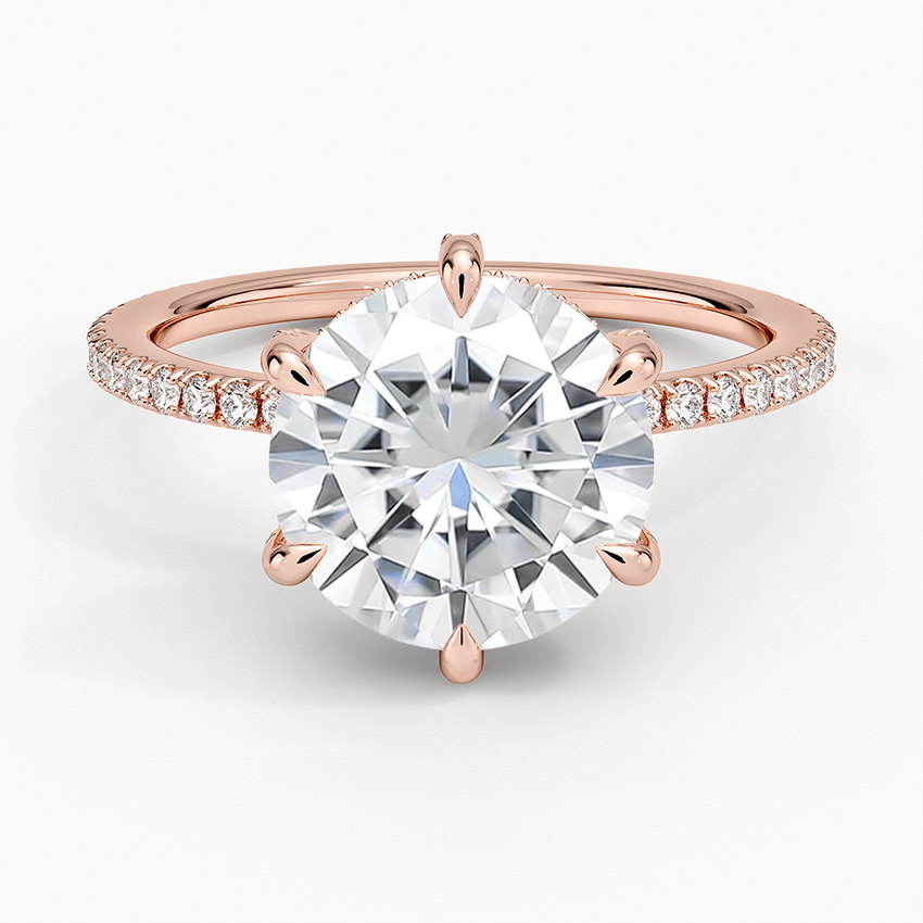 Moissanite Viviana Three-Quarter Coverage Six-Prong Diamond Ring (1/3 ct. tw.) in 14K Rose Gold