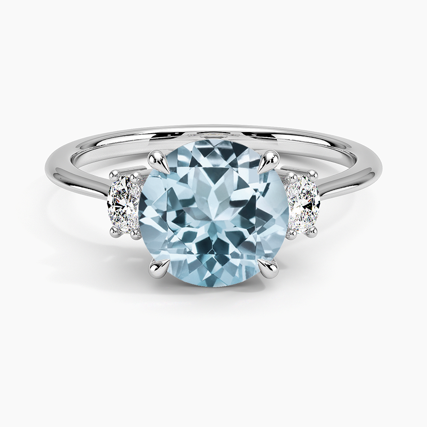 Aquamarine Sonata Diamond Ring in 18K White Gold