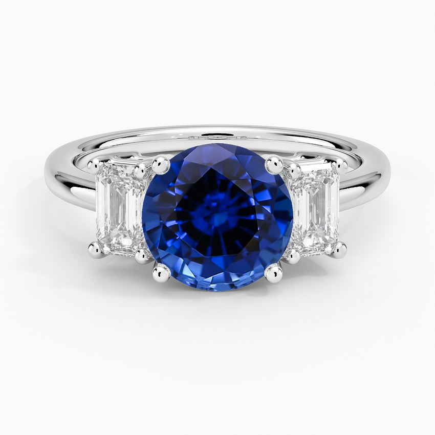 Lab Grown Sapphire Luxe Rhiannon Three Stone Diamond Ring (3/4 ct. tw.) in 18K White Gold