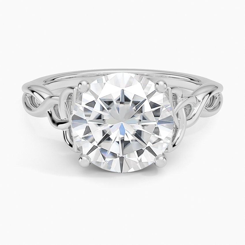 Moissanite Celtic Love Knot Ring in 14K White Gold