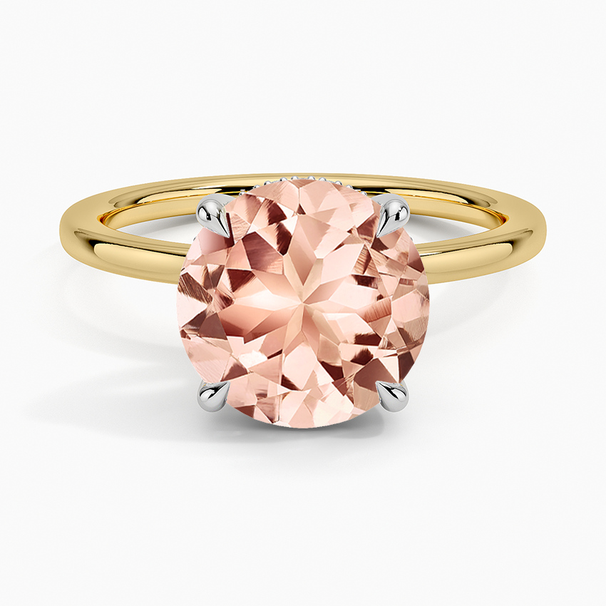Morganite Adorned Mixed Metal Diamond Ring in 18K Yellow Gold