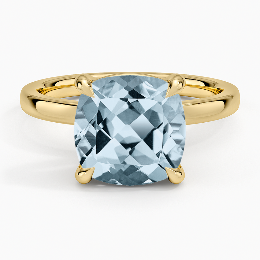 Aquamarine Fairmined Perfect Fit Solitaire 2mm Ring in 18K Yellow Gold