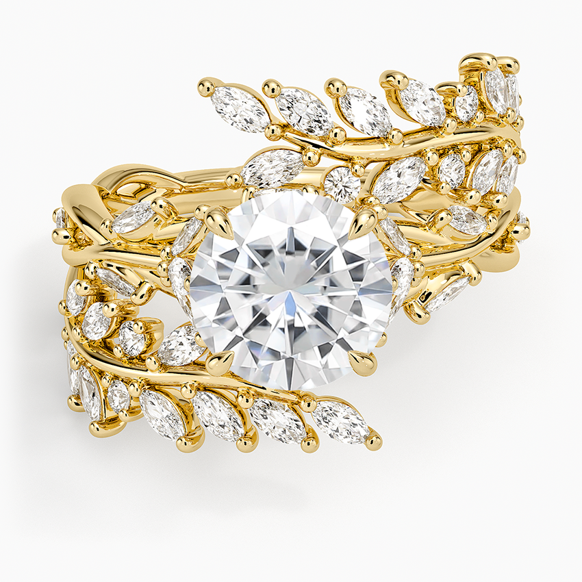 Moissanite Secret Garden Wrap Diamond Ring in 18K Yellow Gold