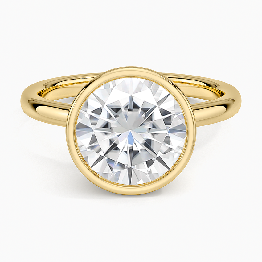 Moissanite Sylvie Perfect Fit Bezel Solitaire Ring in 14K Yellow Gold