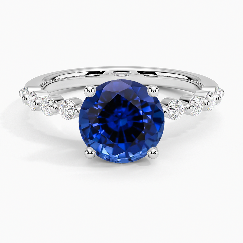 Lab Grown Sapphire Marseille Half Coverage Diamond Ring (1/4 ct. tw.) in 18K White Gold