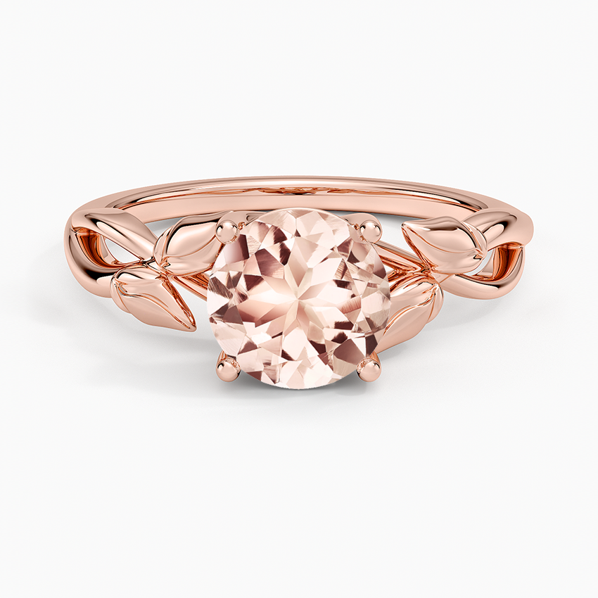 Morganite Budding Willow Solitaire Ring in 14K Rose Gold