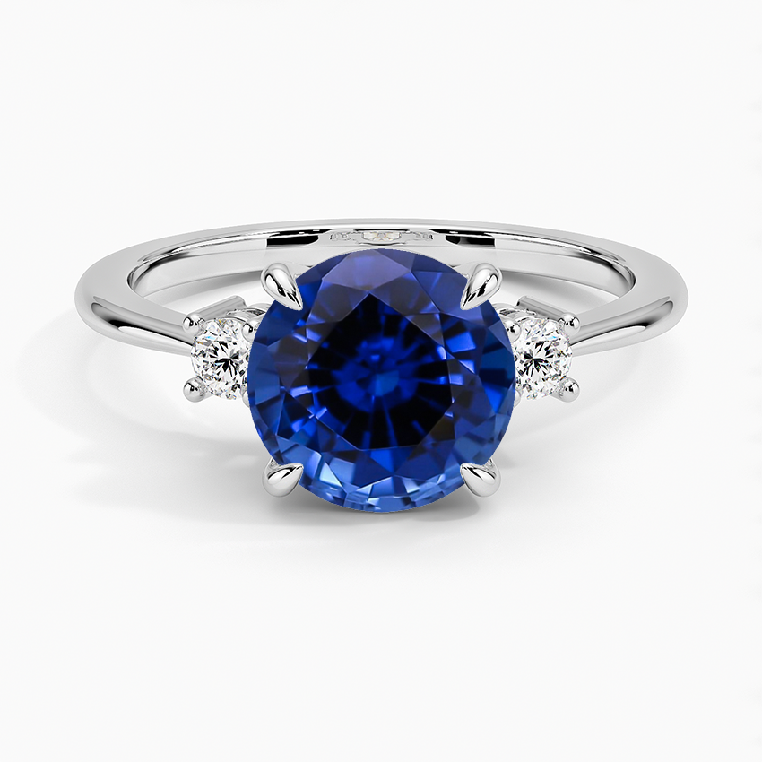 Lab Grown Sapphire Petite Selene Three Stone Diamond Ring (1/10 ct. tw.) in 18K White Gold
