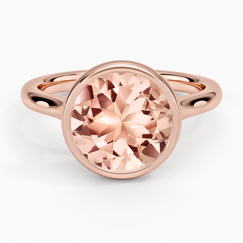 Morganite Luna 2mm Bezel Ring in 14K Rose Gold