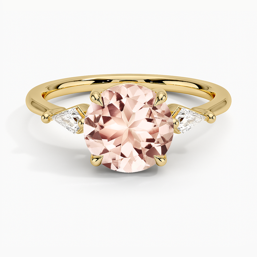 Morganite Cometa Three Stone Diamond Ring in 18K Yellow Gold