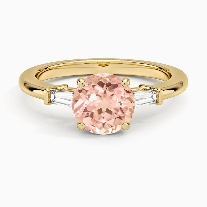 Lab Grown Sapphire Symphony Tapered Baguette Three Stone Diamond Ring (1/5 ct. tw.) in 14K Yellow Gold