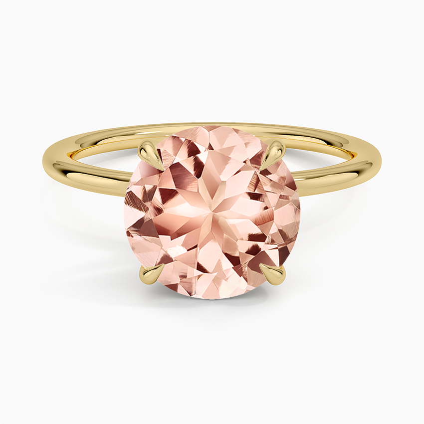 Morganite Entwined Solitaire Ring in 14K Yellow Gold