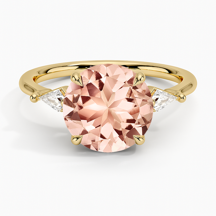 Morganite Cometa Three Stone Diamond Ring in 14K Yellow Gold