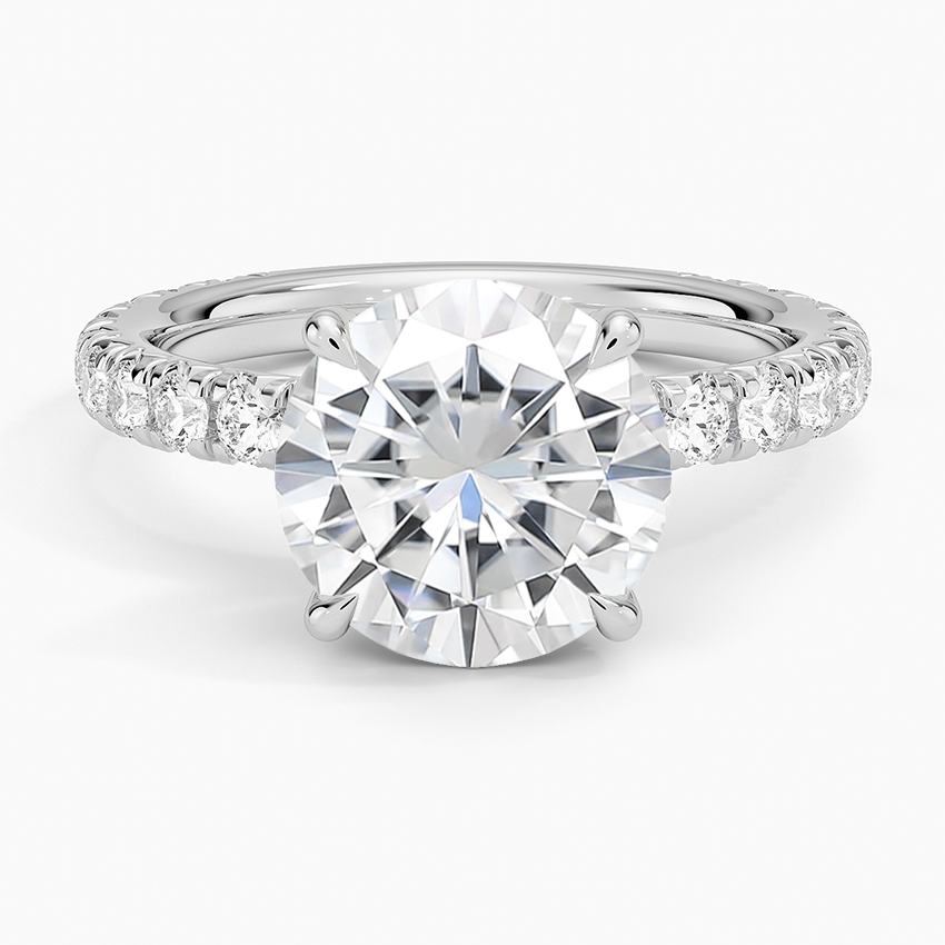 Moissanite Olympia Three-Quarter Coverage Diamond Ring in 14K White Gold