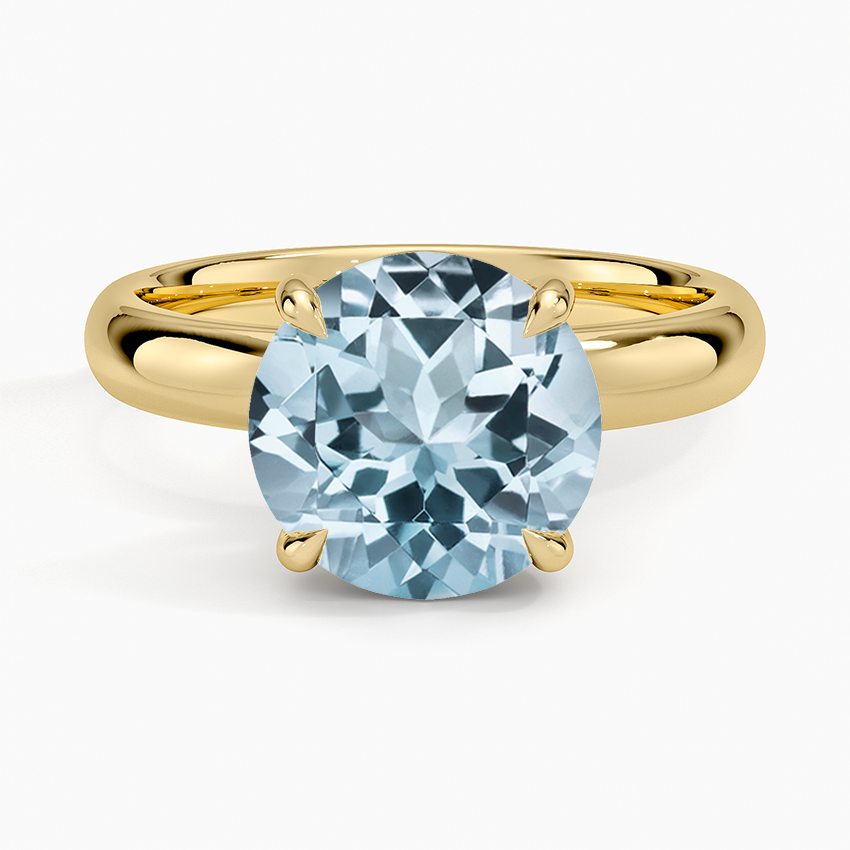 Aquamarine Audrey Perfect Fit 3mm Solitaire Ring in 14K Yellow Gold