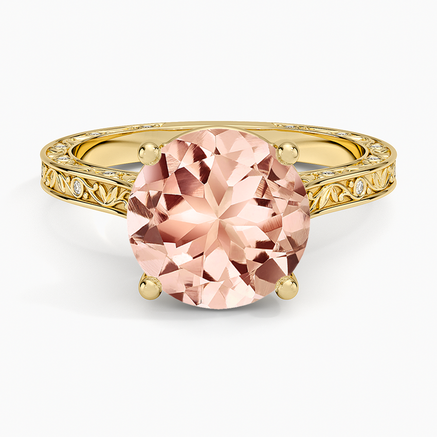 Morganite Grove Perfect Fit Engraved Diamond Ring (1/10 ct. tw.) in 14K Yellow Gold