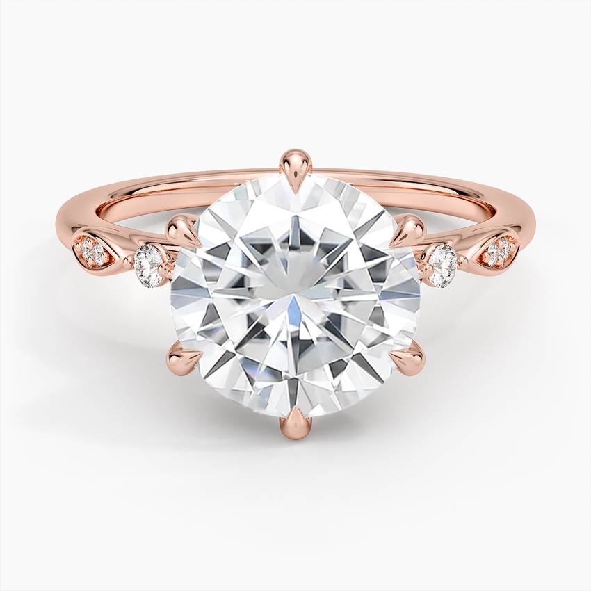 Moissanite Rochelle Diamond Ring in 14K Rose Gold