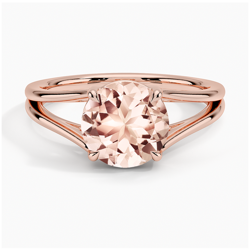 Morganite Tressa Split Shank Solitaire Ring in 14K Rose Gold