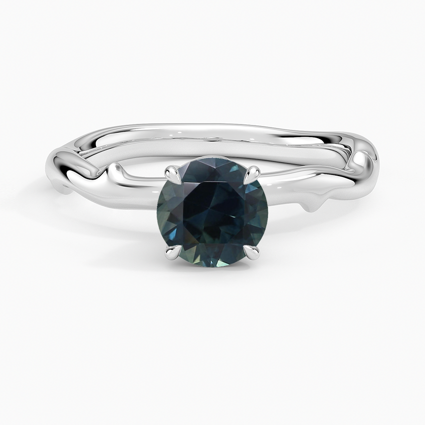 Sapphire Rose Thorn Solitaire Ring in 18K White Gold