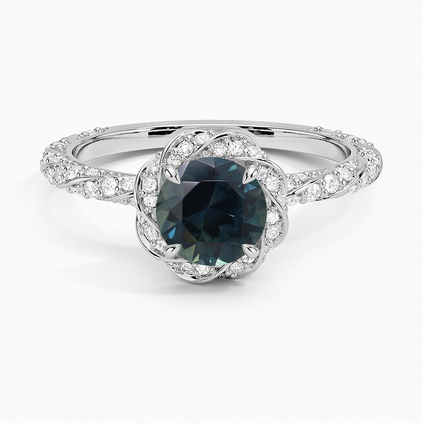 Sapphire Nova Halo Diamond Ring (1/2 ct. tw.) in 18K White Gold