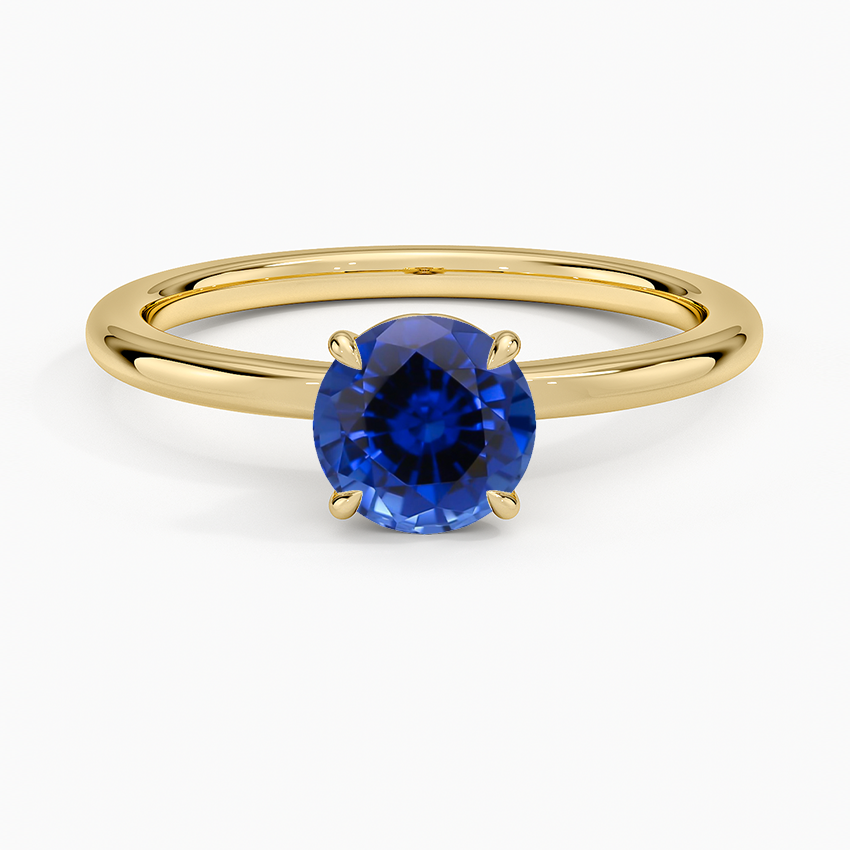 Sapphire Hidden Heart Solitaire Ring in 18K Yellow Gold