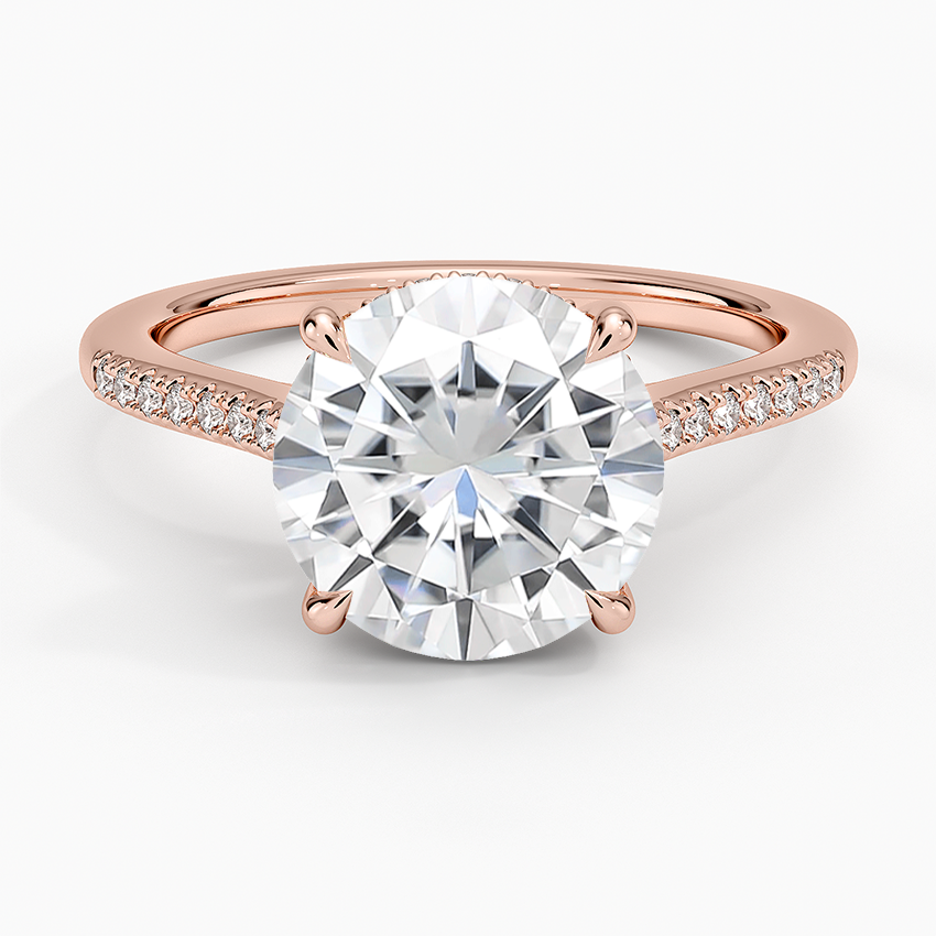 Moissanite Lissome Half Coverage Diamond Ring in 14K Rose Gold