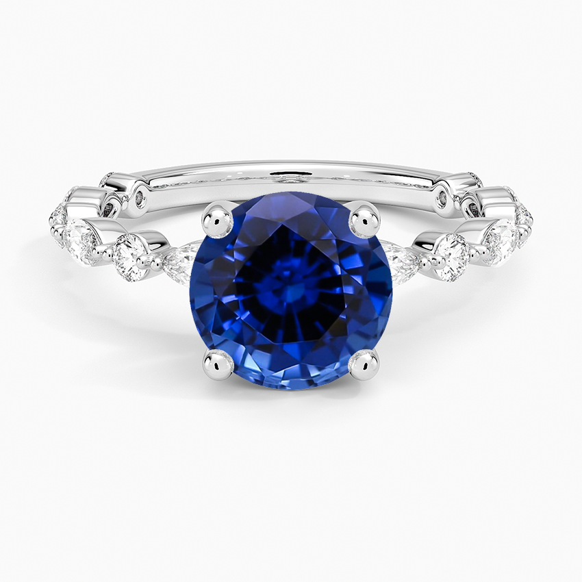 Lab Grown Sapphire Versailles Three-Quarter Coverage Diamond Ring (1/2 ct. tw.) in 18K White Gold