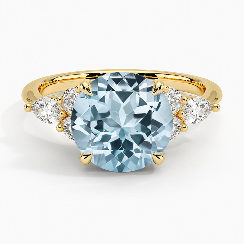 Aquamarine Luxe Nadia Diamond Ring in 18K Yellow Gold