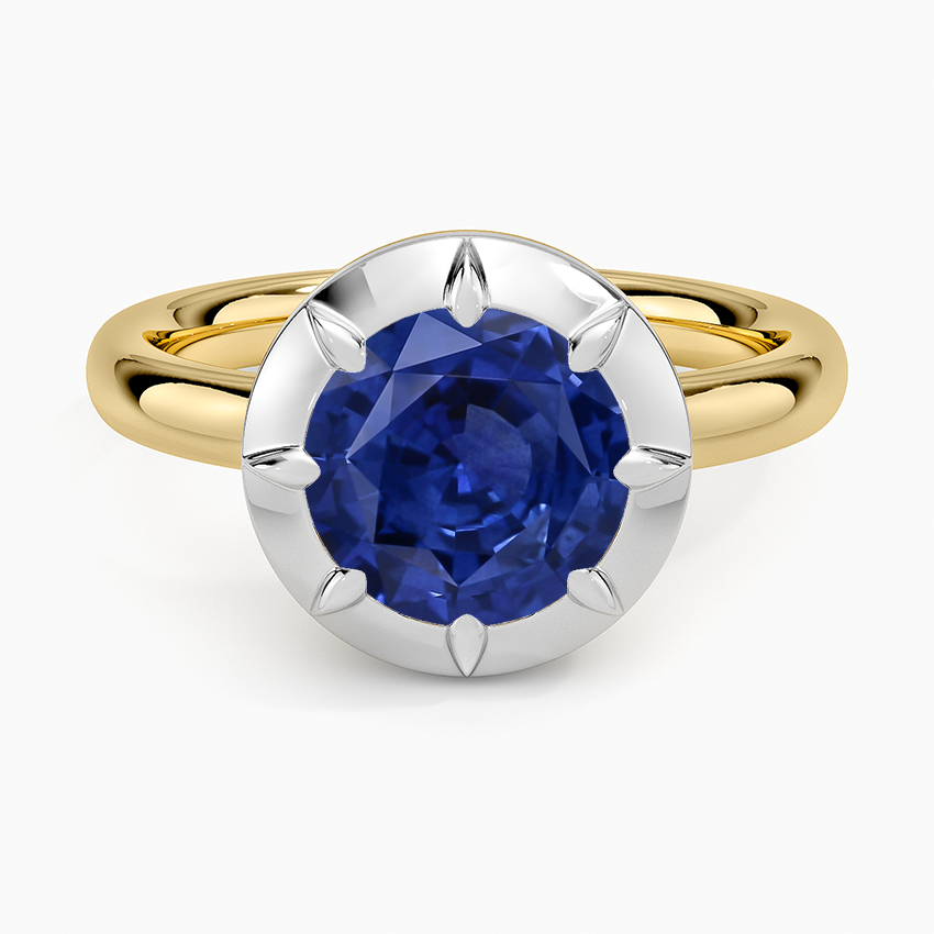 Sapphire Harper Mixed Metal Solitaire Ring in 18K Yellow Gold