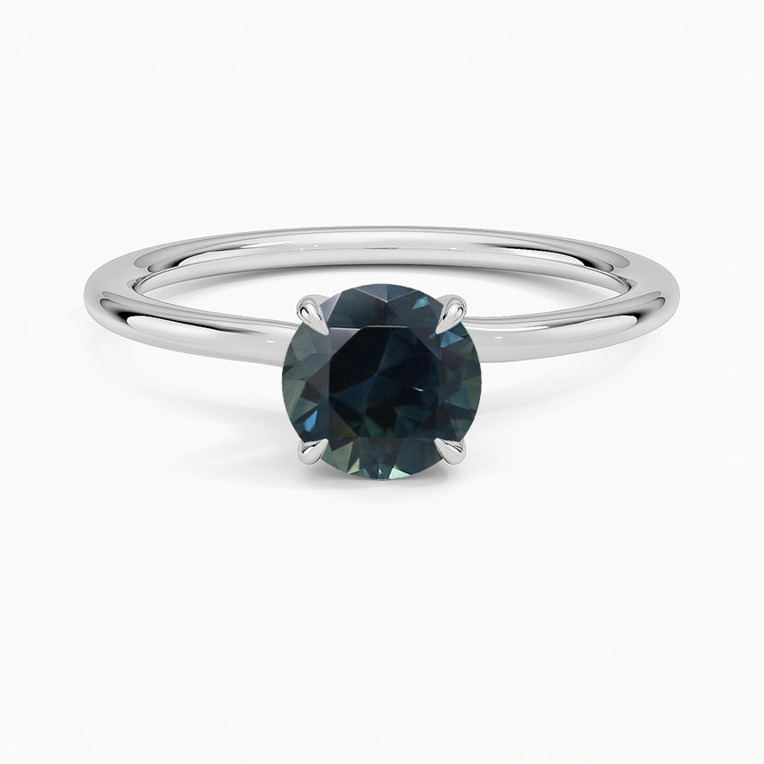 Sapphire Entwined Solitaire Ring in 18K White Gold