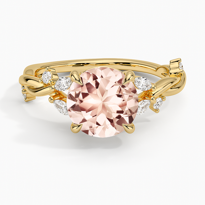 Morganite Azalea Twist Diamond Ring in 18K Yellow Gold