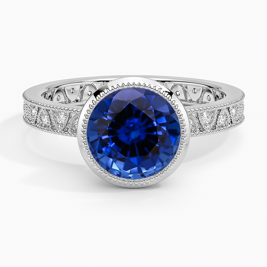 Lab Grown Sapphire Sinclair Art Deco Diamond Ring (1/6 ct. tw.) in 18K White Gold