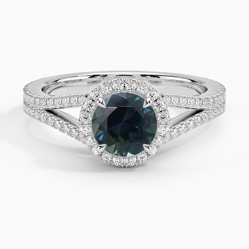 Sapphire Fortuna Halo Diamond Ring (1/2 ct. tw.) in 18K White Gold