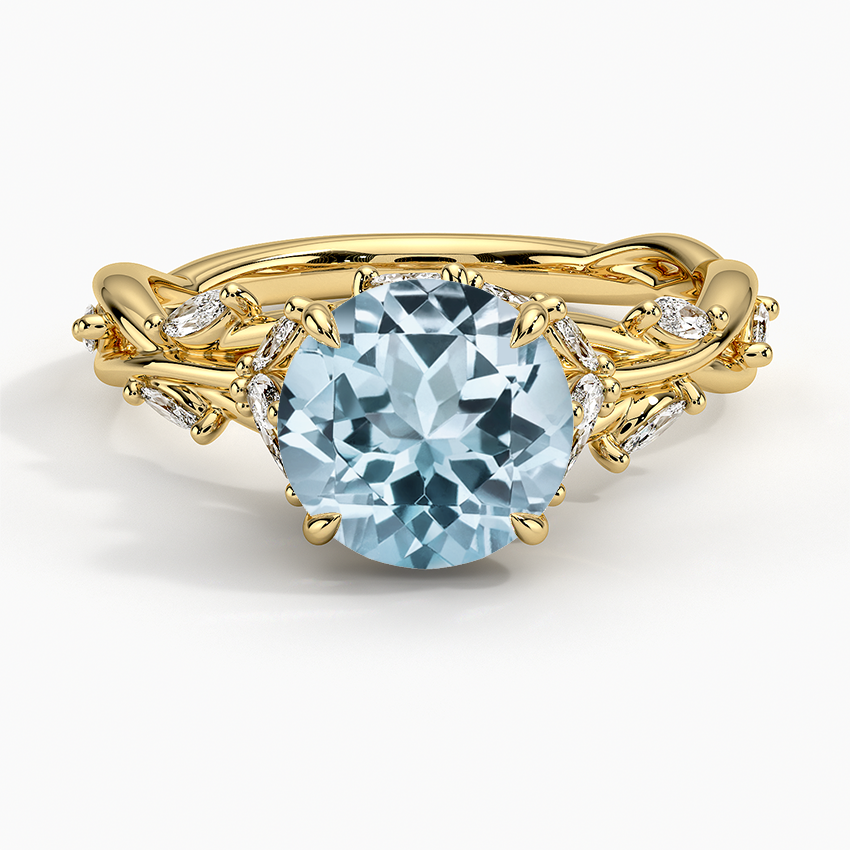 Aquamarine Secret Garden Diamond Ring (1/2 ct. tw.) in 18K Yellow Gold