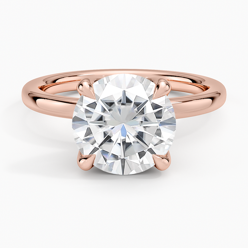 Moissanite 2mm Petite Elodie Perfect Fit Solitaire Ring in 14K Rose Gold